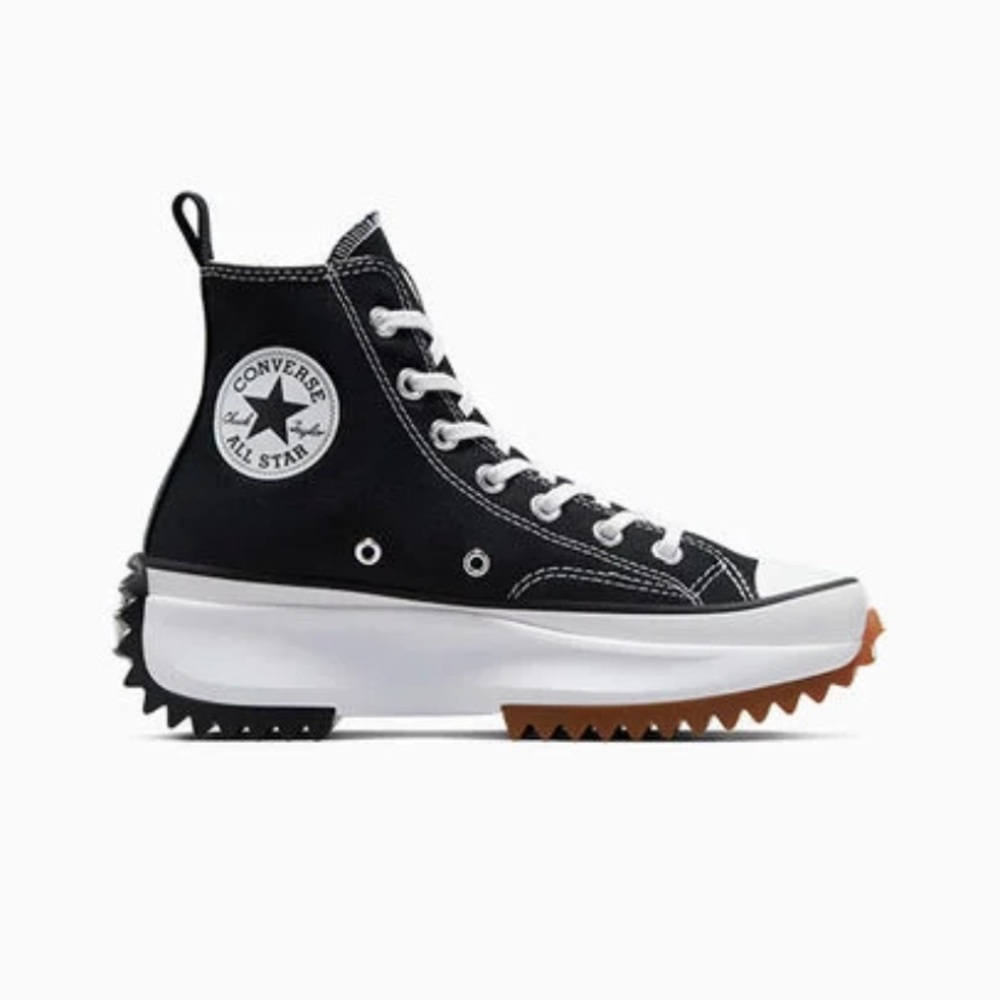 Converse Black High-Top Platform Shoes- Converse Run Star Hike Canvas Platforms